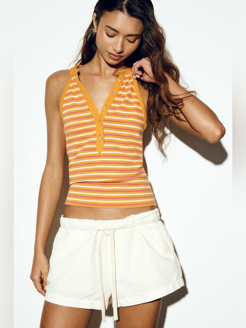 NWT Size XL - Anthropologie Pilcro 96% Cotton Buttondown Henley Tank (US$ 68)